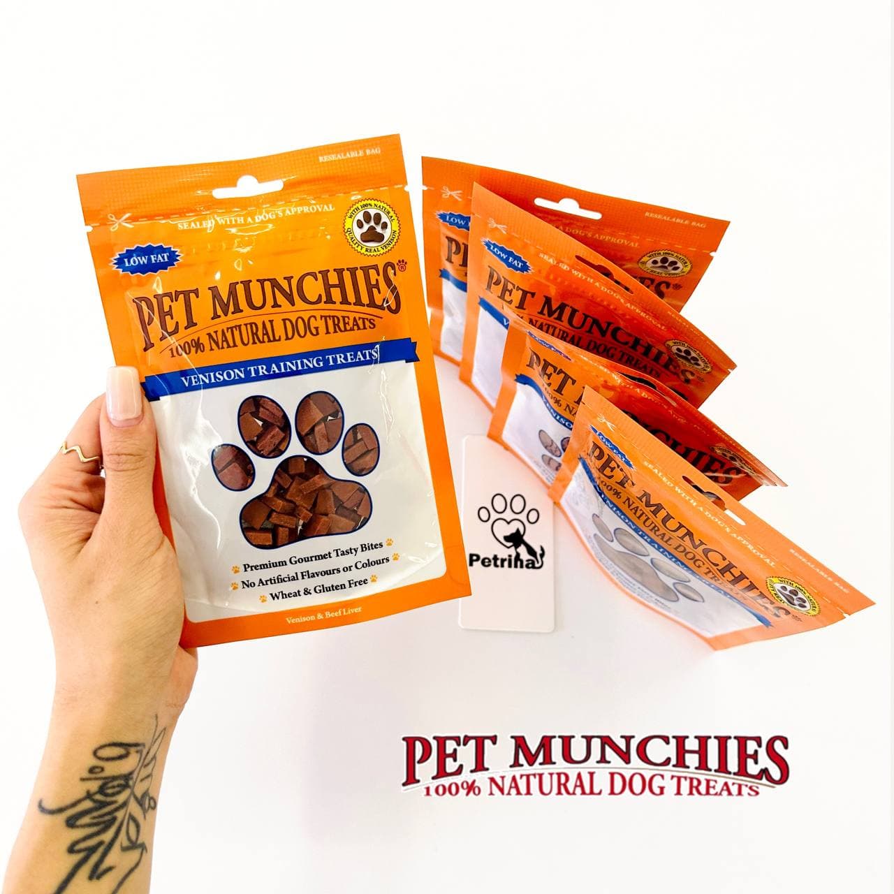 تشویقی سگ آموزشی پت مانچیز (انگلیسی) | کم چرب و 100% طبیعی | گوشت گوزن | Pet Munchies Venison