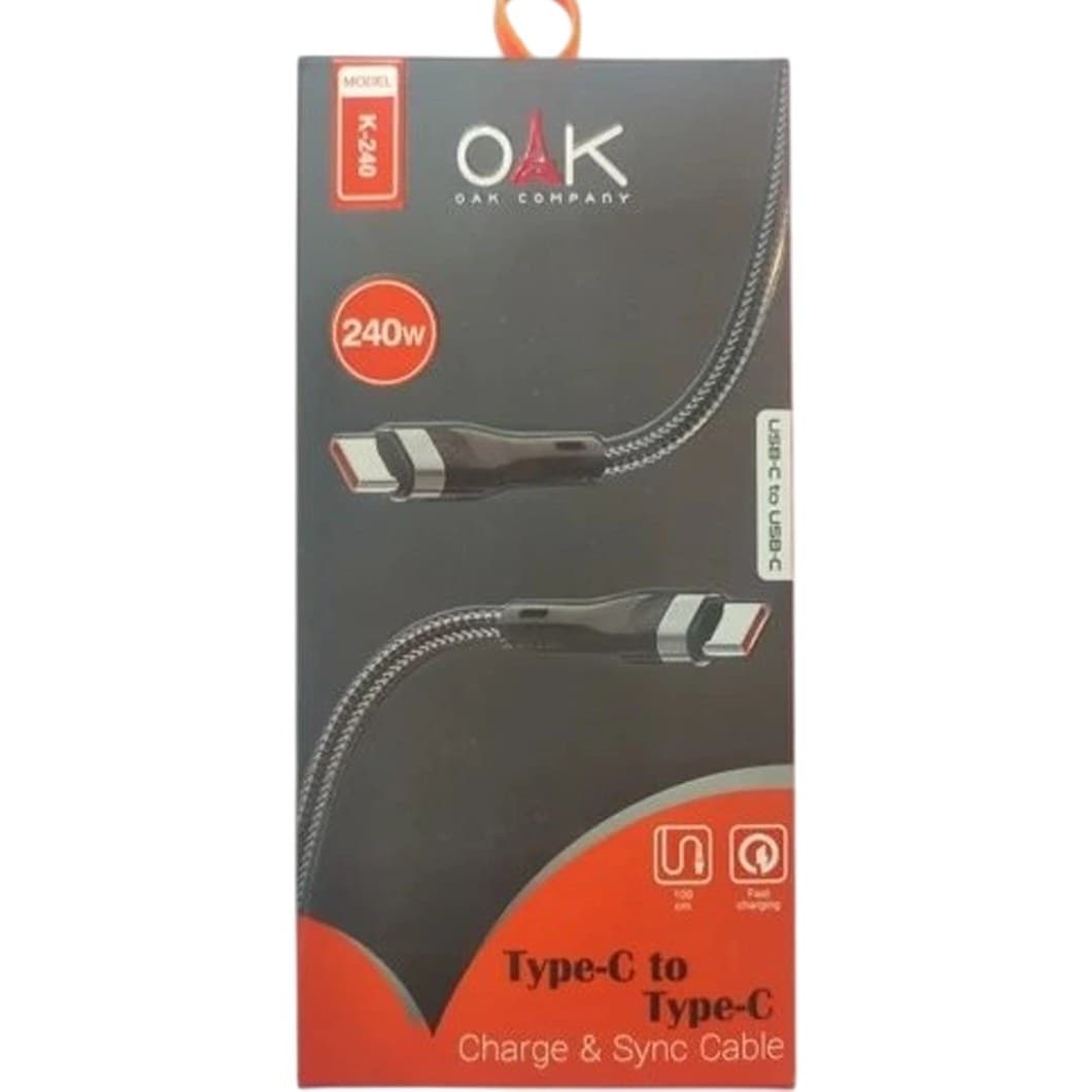 کابل شارژ تایپ C به تایپ C برند OAK مدل K-240 — تصویر ۲