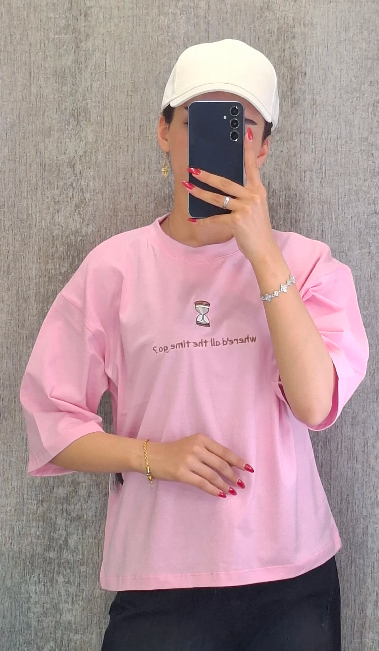 تیشرت کراپ باکسی ساعت شنی(زنانه)