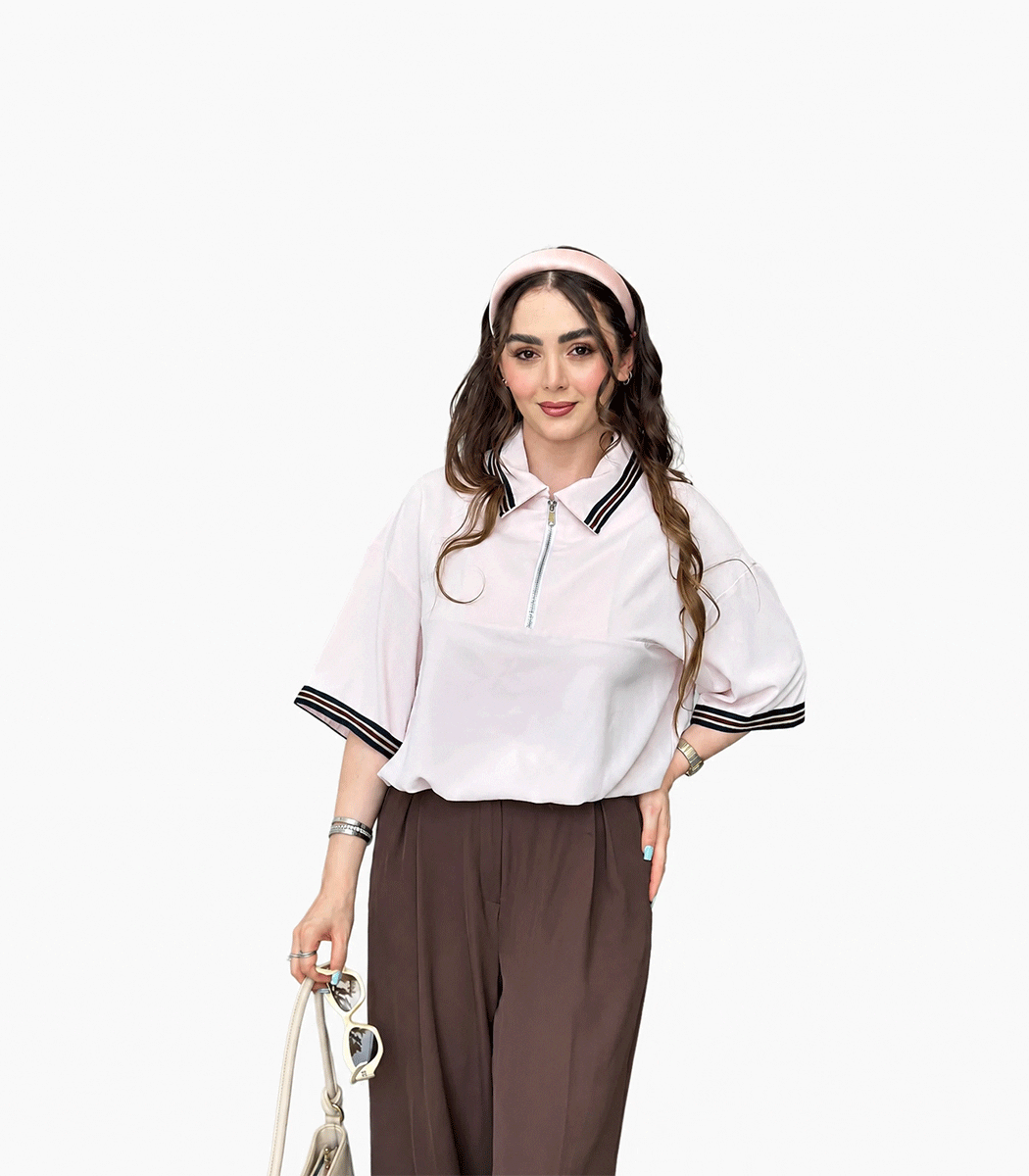 پلوشرت نیم زیپ زنانه تابستانی