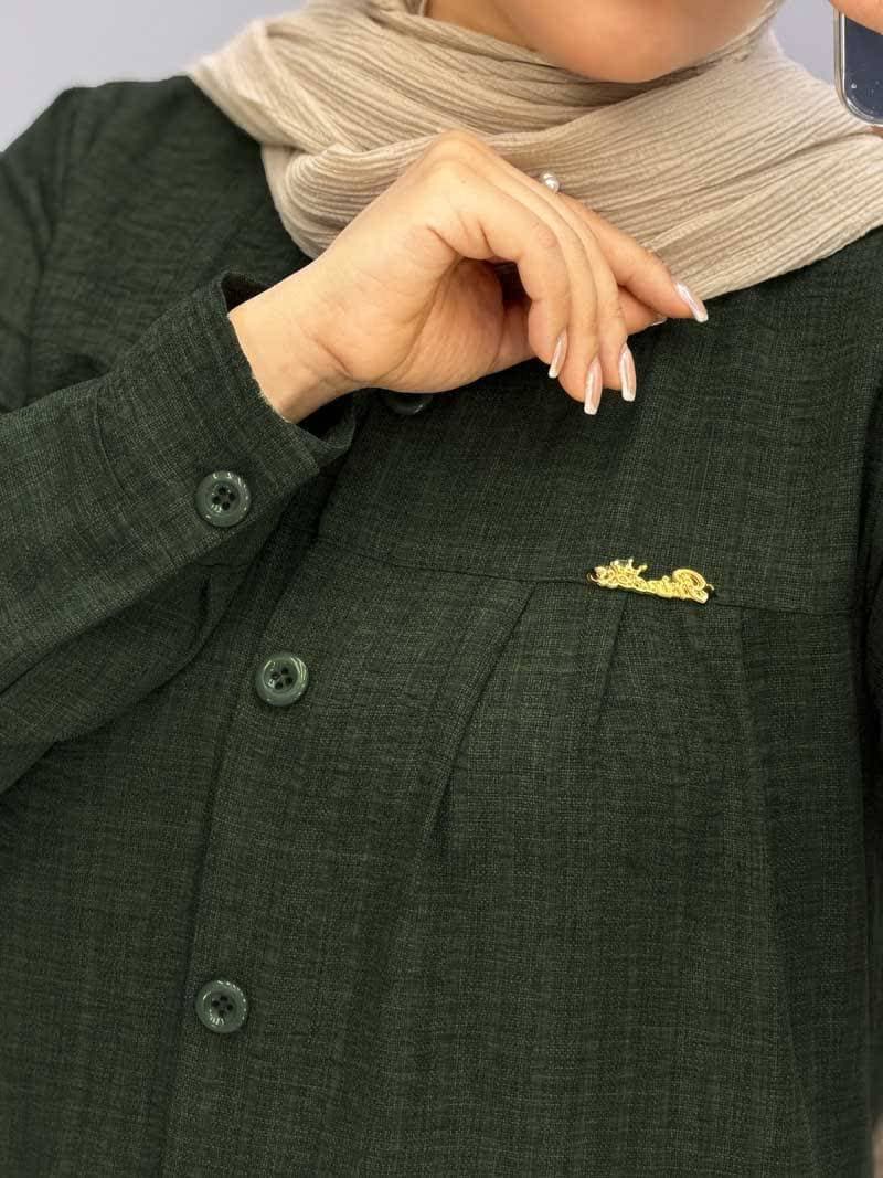 مانتو یقه گرد زنانه جنس شانتون ژاکارد سایز بزرگ — تصویر ۲