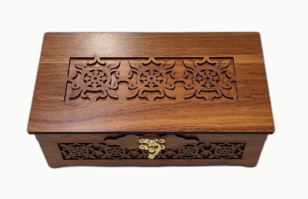 جعبه قاشق چنگال چوبی طرحدار