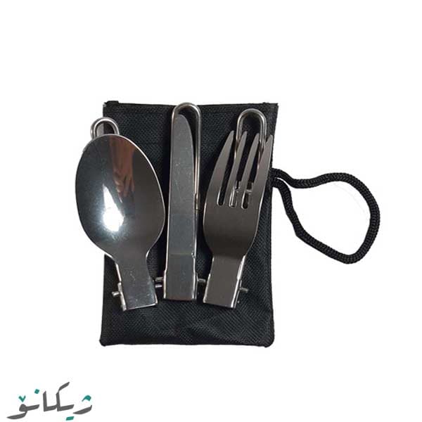 ست قاشق چنگال و چاقوی تاشو کوهنوردی استیل — تصویر ۶