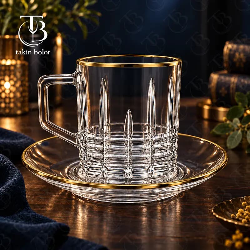فنجان نعلبکی MH – مدل 6229B – لب طلا