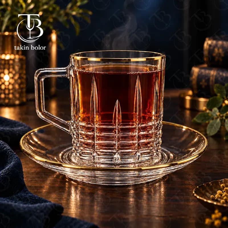 فنجان نعلبکی MH – مدل 6229B – لب طلا — تصویر ۲