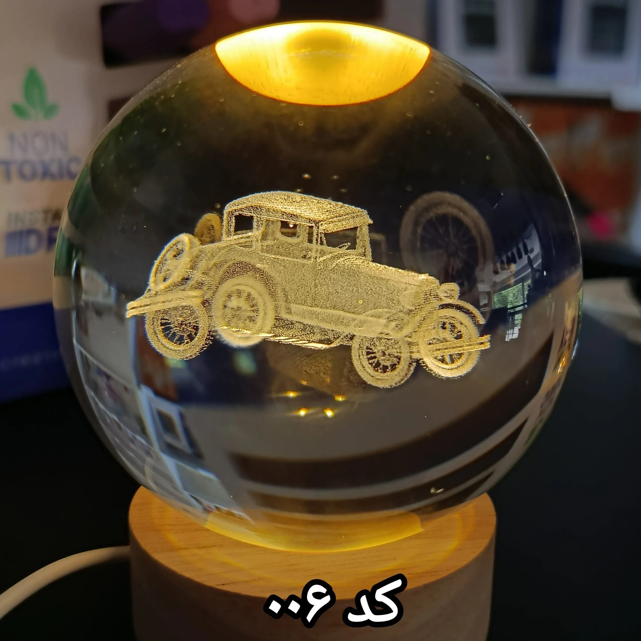 گوی شیشه ای پایه چوبی سایز 8 سانتی — تصویر ۶