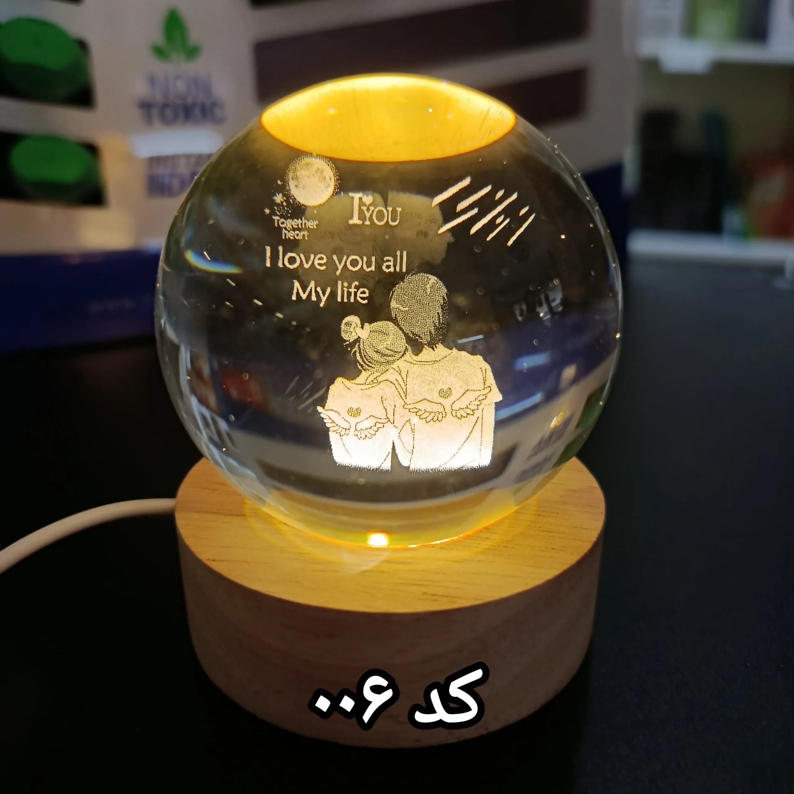 گوی شیشه ای پایه چوبی سایز 6 سانتی — تصویر ۶
