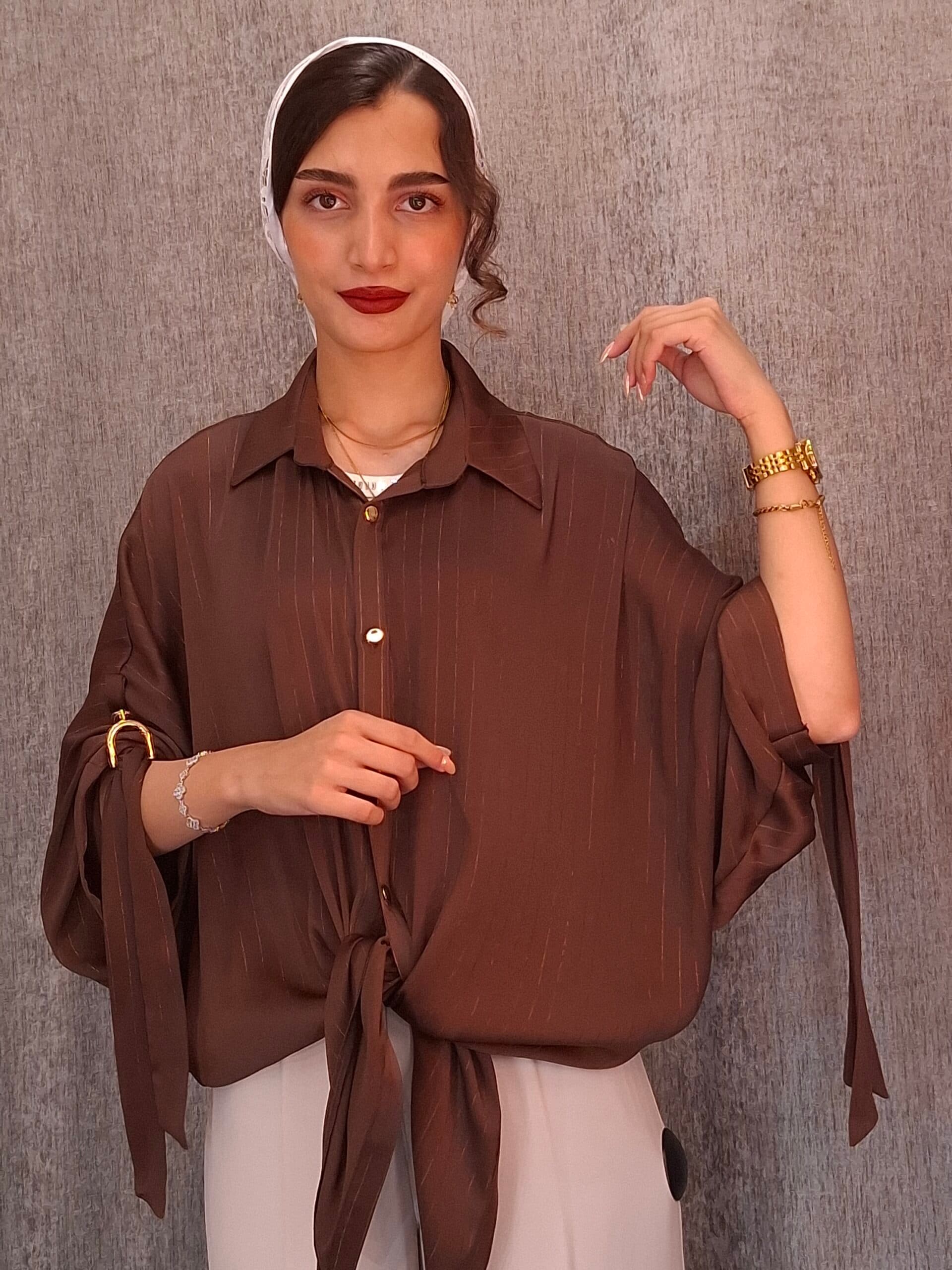 شومیز آستین سرخود دکمه‌دار (زنانه) — تصویر ۵
