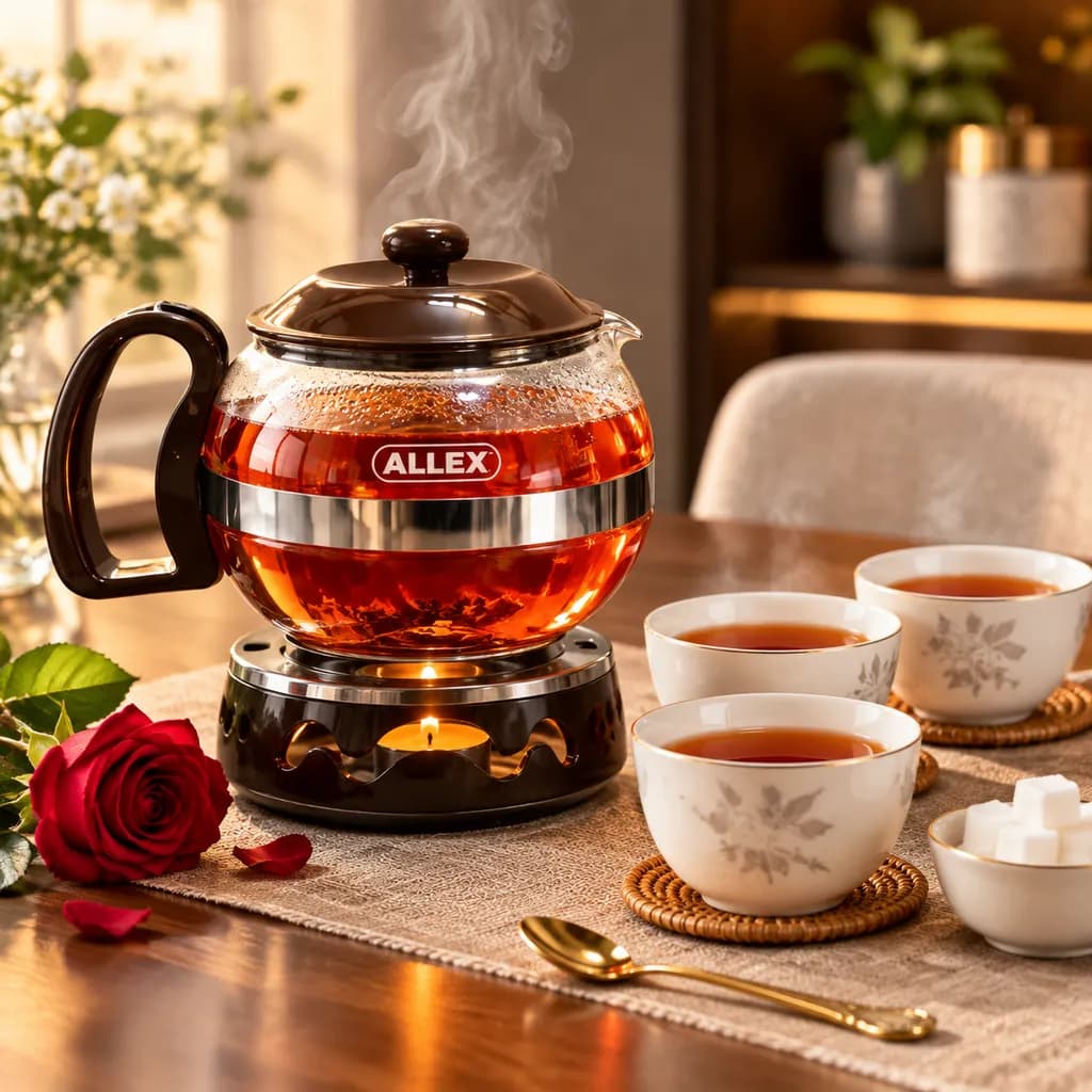 قوری چای شیشه‌ای الکس مدل ۱.۲ لیتری تولید فرانسه