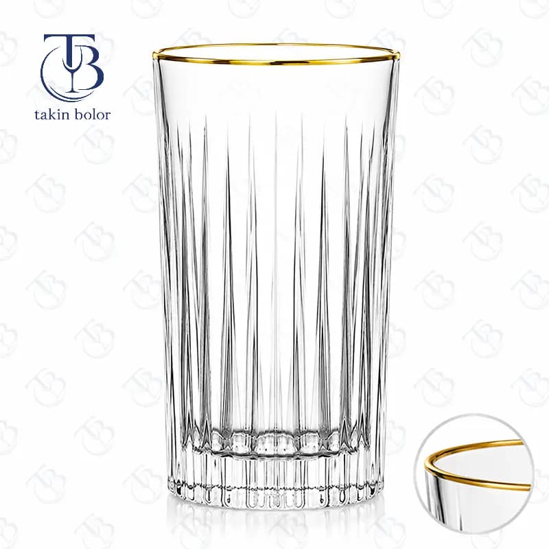 لیوان شربت خوری لیوینگ هوم – مدل LXZS3307 – لب طلا — تصویر ۲
