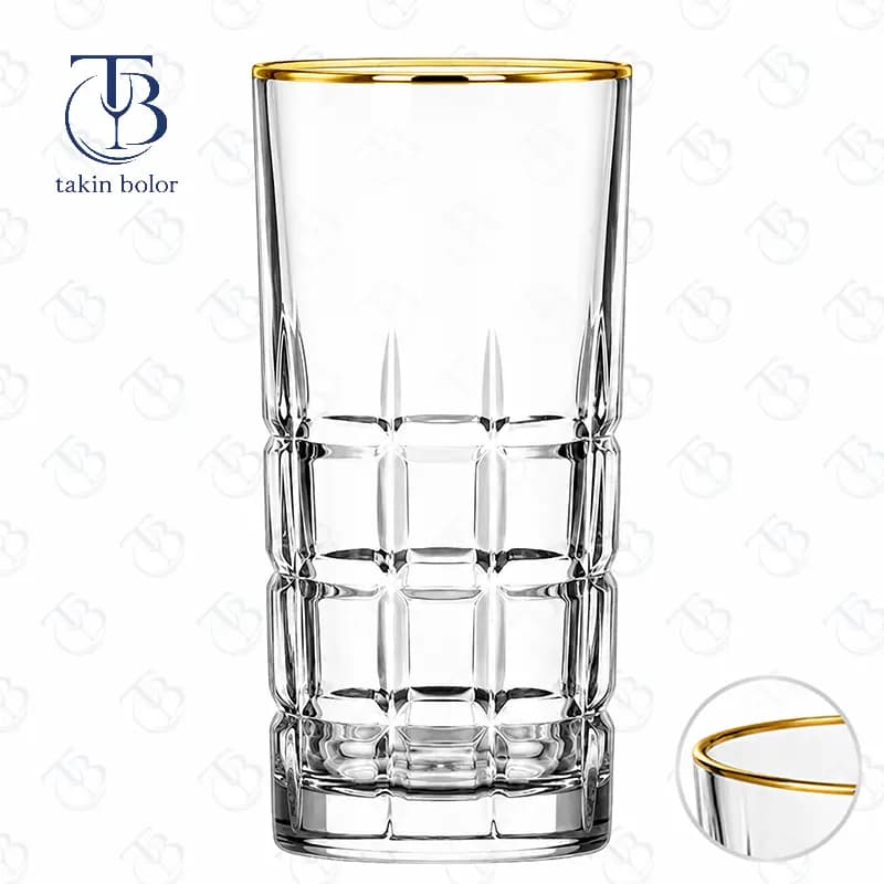 لیوان شربت خوری لیوینگ هوم – مدل LXZS3303 – لب طلا — تصویر ۲
