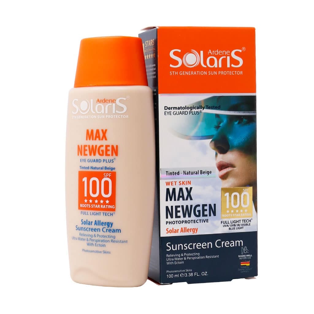 کرم ضد آفتاب رنگی (بژ طبیعی) SPF100 مکس نیوژن سولاریس آردن 100 میلی لیتر