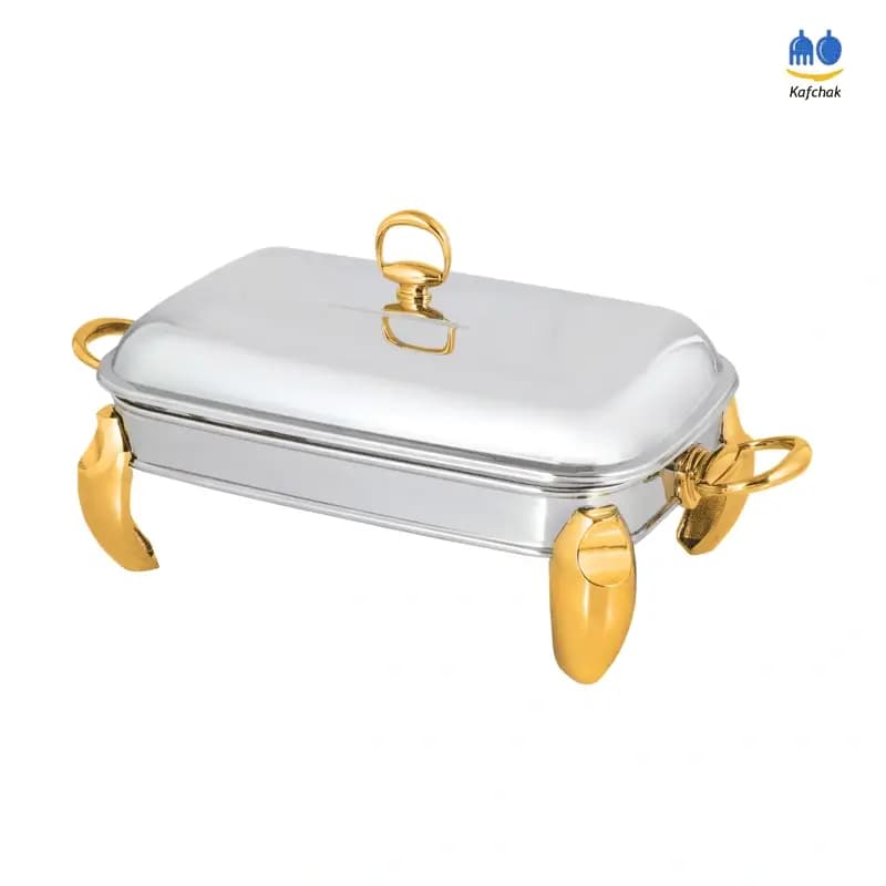 سوفله خوری پرتی سایز متوسط – مدل پافیلی – سیلور طلایی — تصویر ۲
