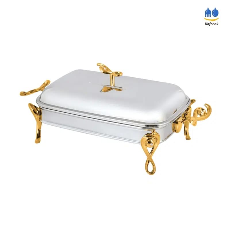 سوفله خوری پرتی سایز متوسط – مدل ملودی – سیلور طلایی — تصویر ۲