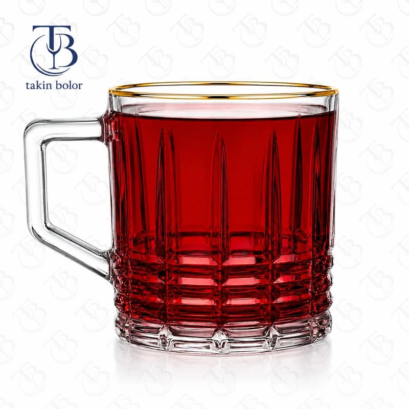 فنجان برند MH – مدل 6229B – لب طلا — تصویر ۲