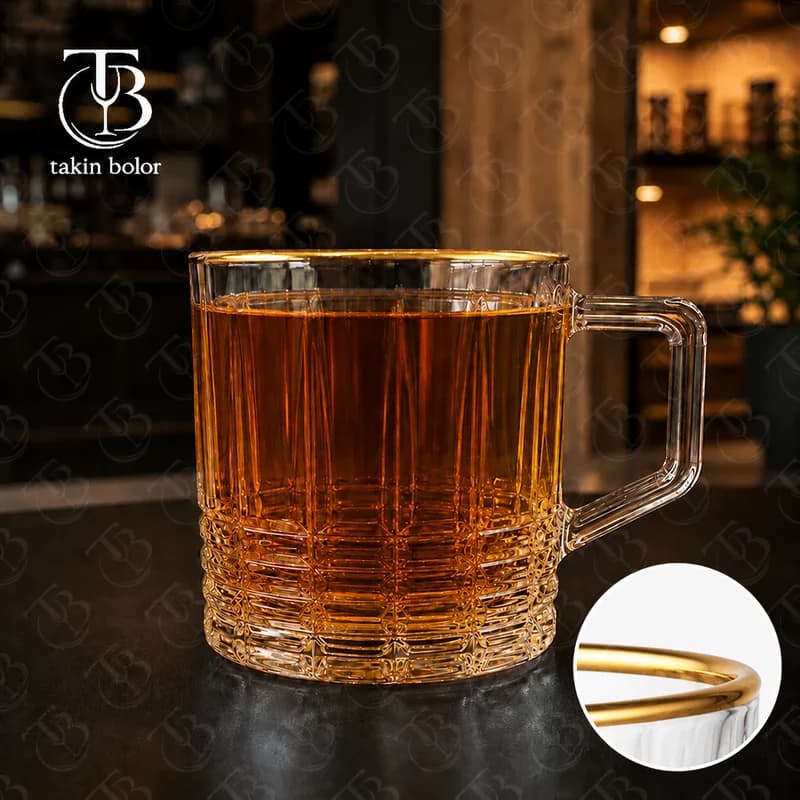 فنجان برند MH – مدل 6229B – لب طلا