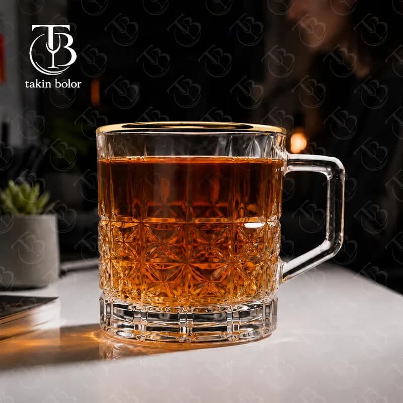 فنجان برند MH – مدل 6229C – لب طلا