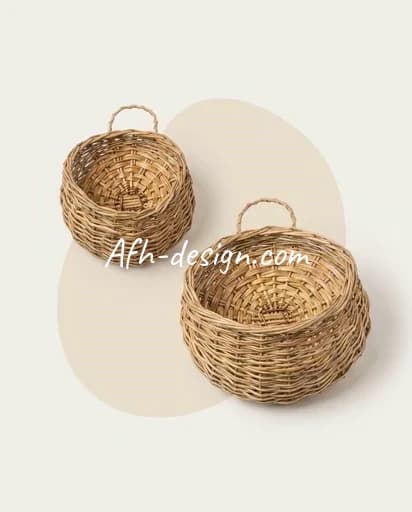 دیوارکوب و آویز حصیری لانه|دو عددی