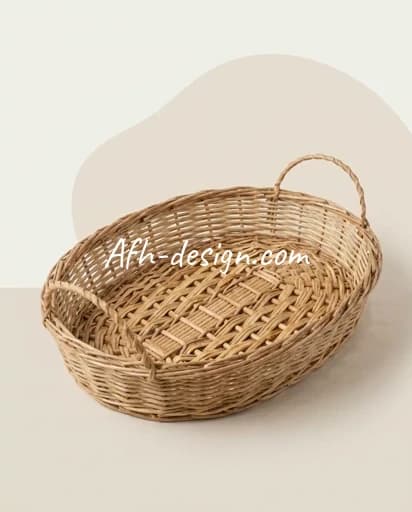 سینی حصیری دکوراتیو بیضی | کوچک