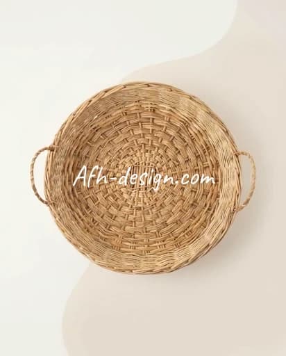 سینی حصیری دکوراتیو گرد|بزرگ