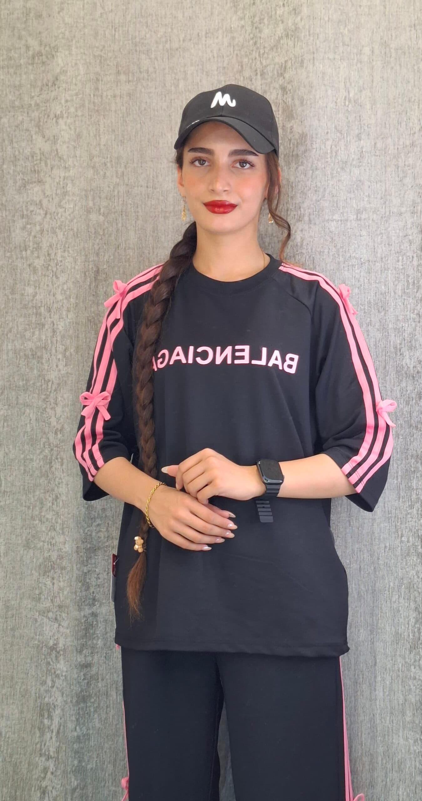 ست تیشرت شلوار پاپیون صورتی (زنانه)