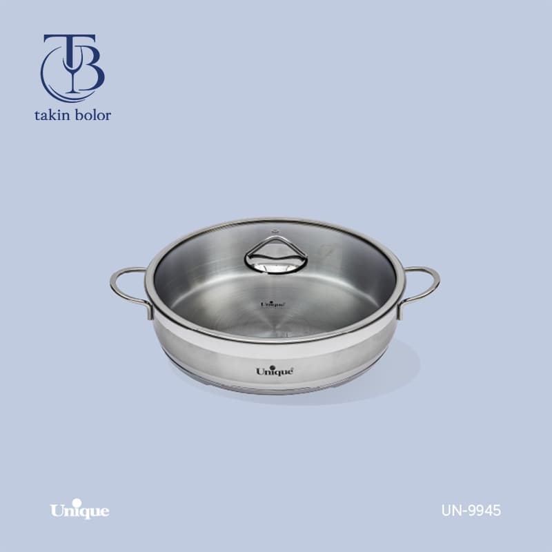 ماهیتابه دو دسته یونیک – مدل 9945 – سایز 28 (استیل) — تصویر ۲