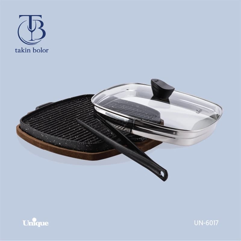 ماهیتابه گریل یونیک – مدل 6017 – چدن با روکش نسوز — تصویر ۲