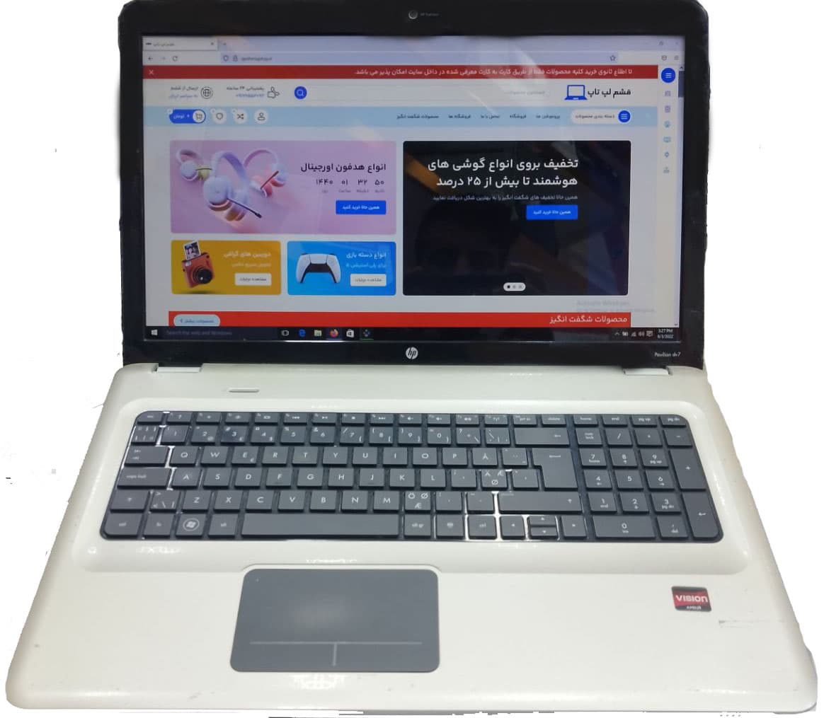 لپ تاپ استوک HP pavilion dv7 پردازنده AMD و رم 4 و هارد 320