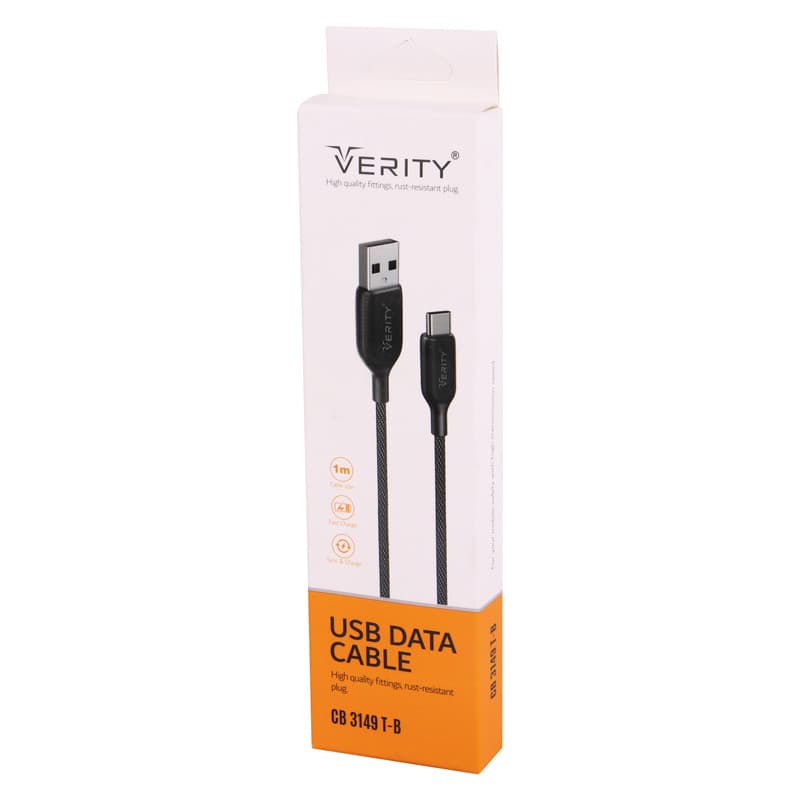 کابل تایپ سی کنفی فست شارژ Verity CB 3149T 1m — تصویر ۲