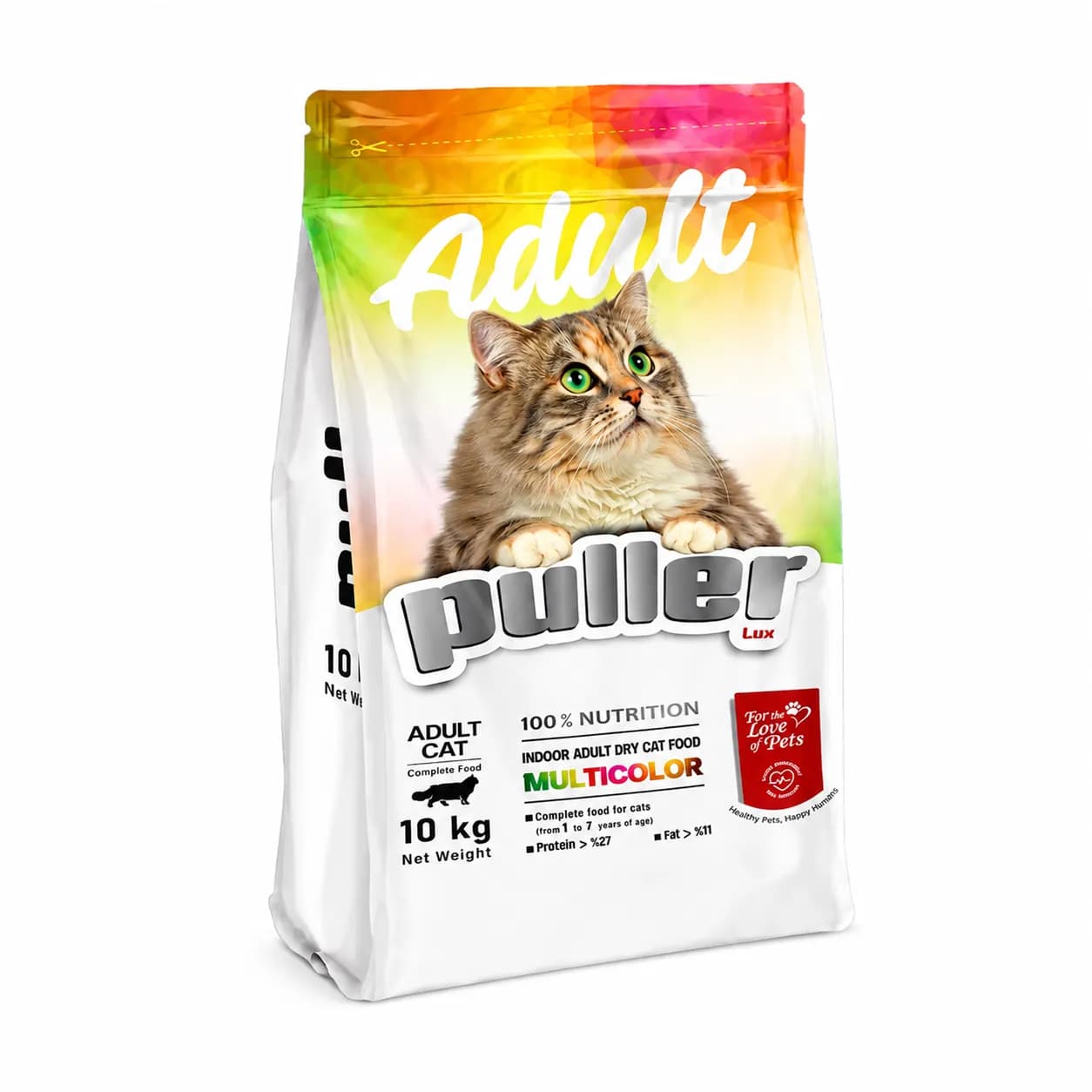 غذای خشک گربه پولر مولتی کالر ۱۰ کیلویی | Puller Multi Color