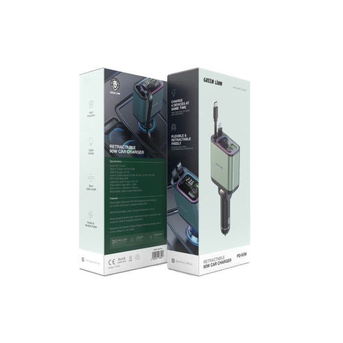 شارژر فندکی گرین لاین Retractable 90W Car Charger PD 65W — تصویر ۶
