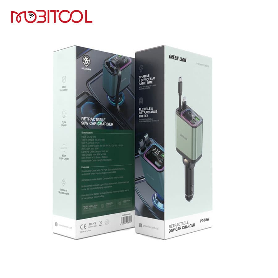 شارژر فندکی گرین لاین Retractable 90W Car Charger PD 65W — تصویر ۱۱