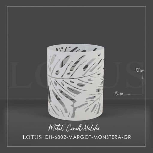 جا شمعی مدلMARGOT طرح MONSTERA کد CH-6802 رنگ GRAY و BLACK — تصویر ۳