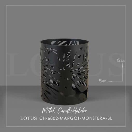جا شمعی مدلMARGOT طرح MONSTERA کد CH-6802 رنگ GRAY و BLACK — تصویر ۲