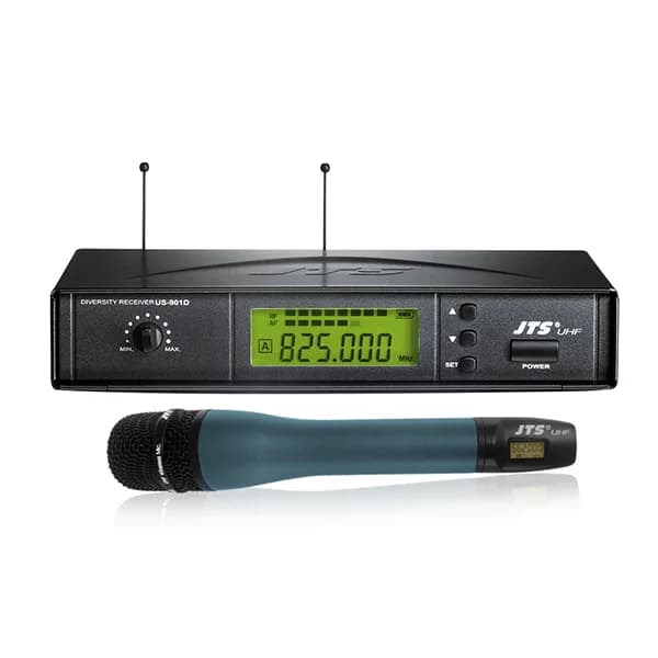 سیستم میکروفون بی‌سیم JTS مدل US-901DMH-950 | میکروفون دستی داینامیک UHF حرفه‌ای