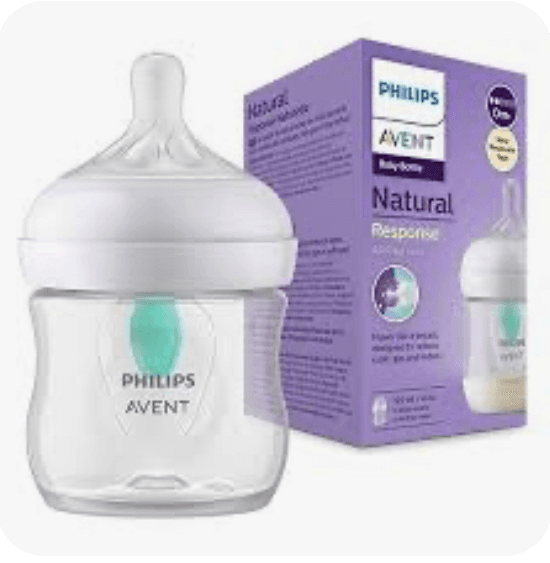 شیشه شیر سوپاپ دار ریسپانس‌125 میل با سرشیشه دو قطره فیلیپس اونت Philips avent