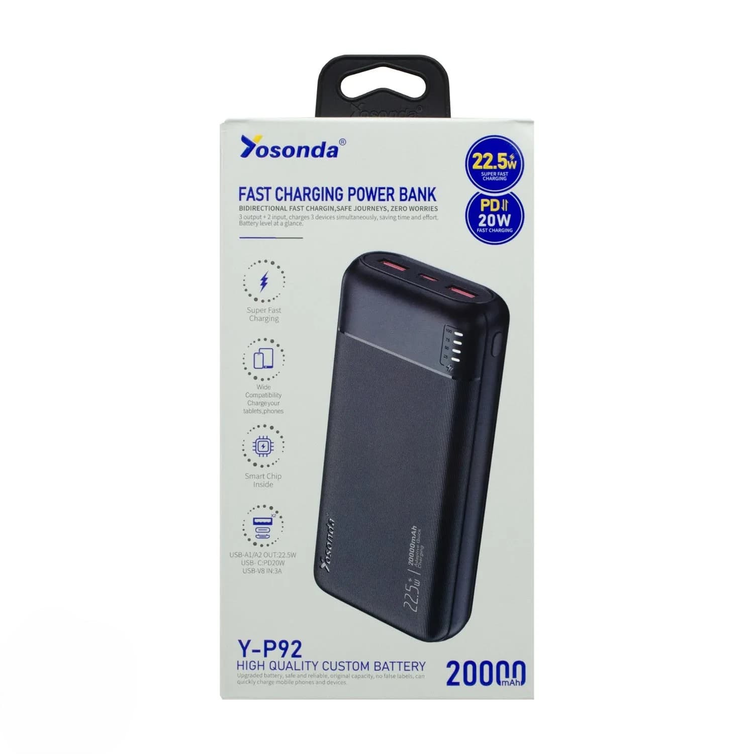 پاوربانک 20 هزار Yosonda مدل Y-P92 22.5W