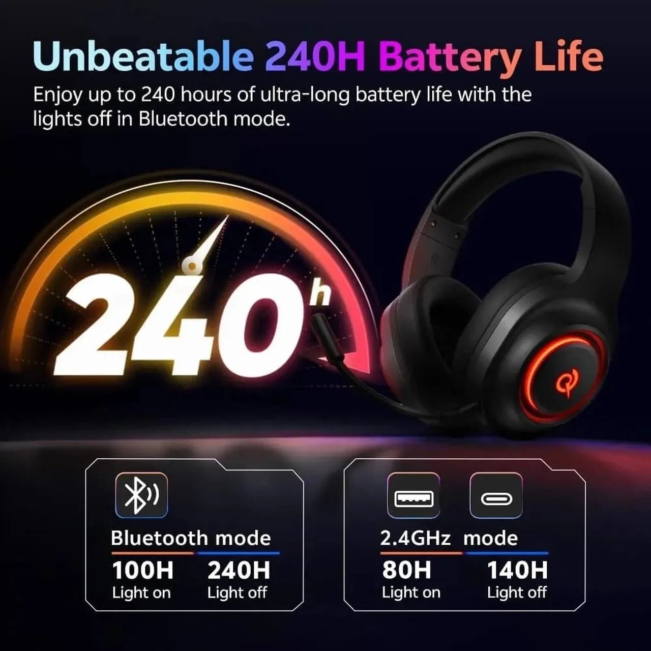 هدفون بی سیم گیمینگ مدل QCY V200 – مشکی — تصویر ۶