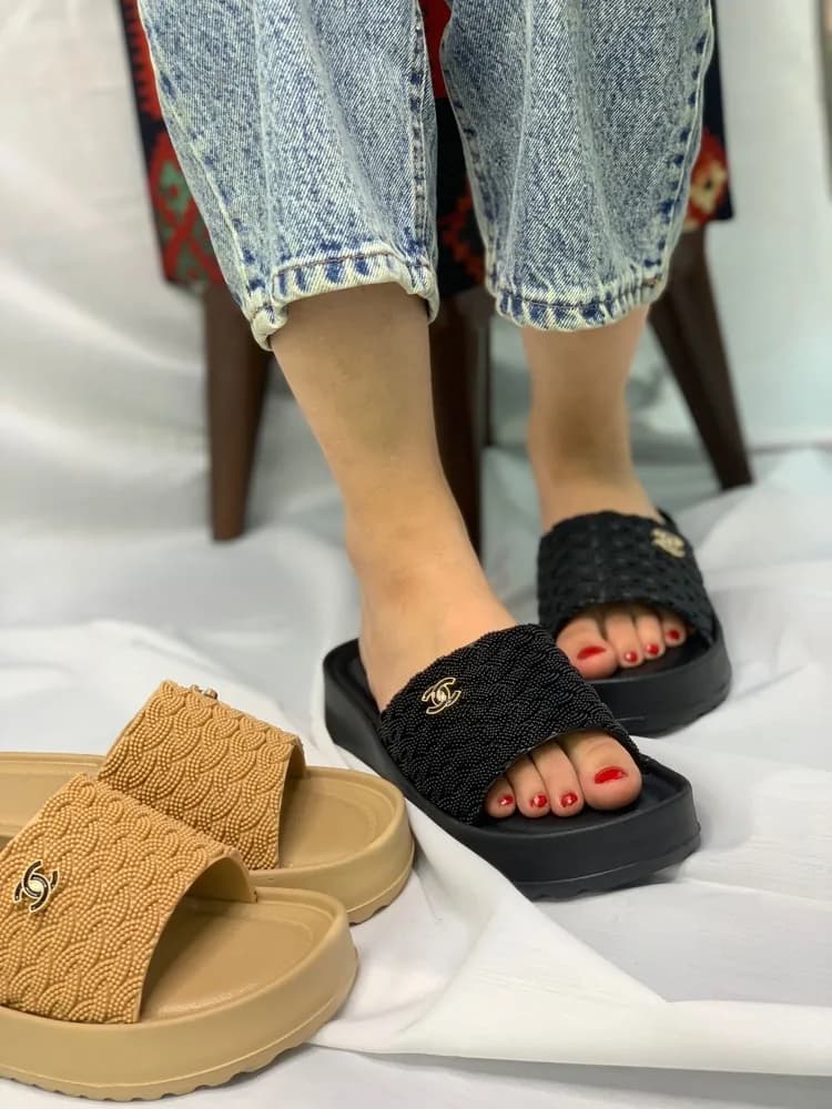 صندل زنانه لژ دار راحتی نوار بافت