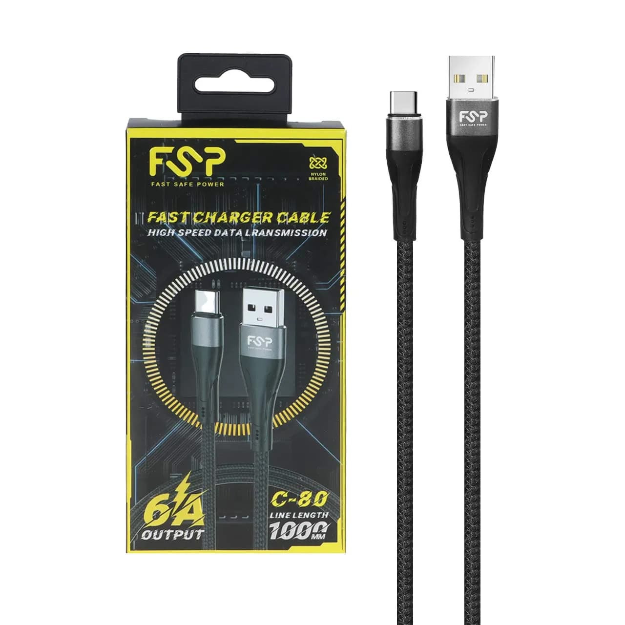 کابل شارژ فست FSP Type-C مدل C-80- BSA
