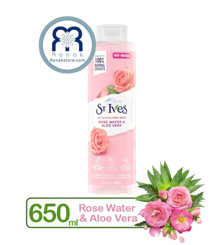 شامپو بدن سنت ایوز St.Ives عصاره گلاب و آلوئه‌ورا حجم 650 میل