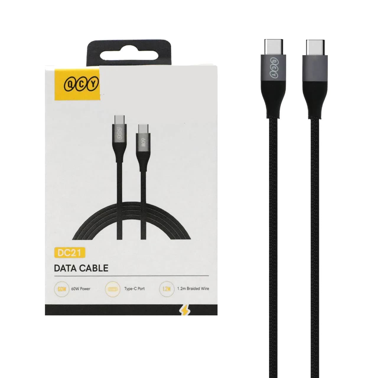 کابل شارژ 1.2 متری فست QCY Type-C To Type-C مدل DC21 60W – (گارانتی 18 ماهه شرکتی) — تصویر ۲