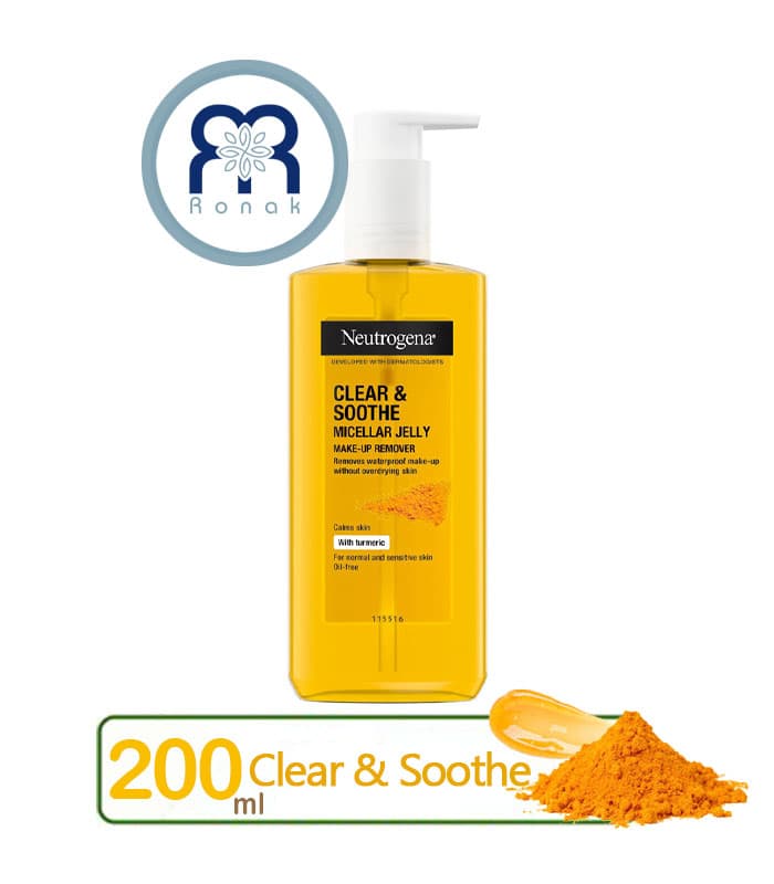 پاک کننده آرایش میسلار ژلی نوتروژینا Clear & Soothe حجم 200 میل — تصویر ۲