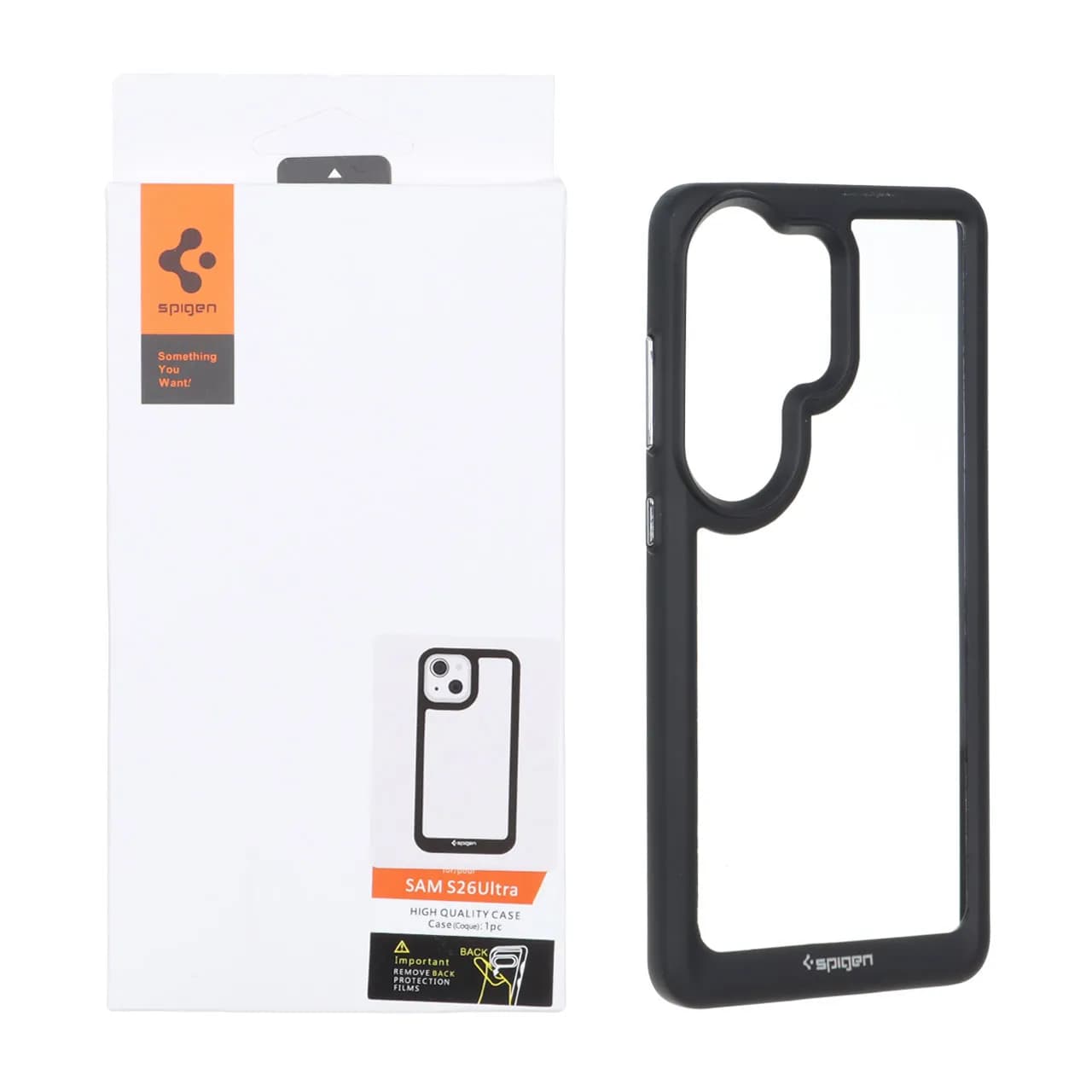 قاب اورجینال Spigen مدل Samsung Galaxy S26 Ultra – شفاف مشکی (پک دار) — تصویر ۲