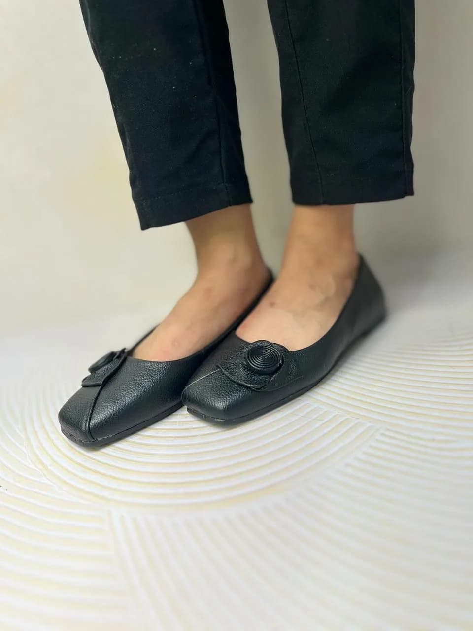 کفش عروسکی زنانه گره مارپیچ نوک مربعی
