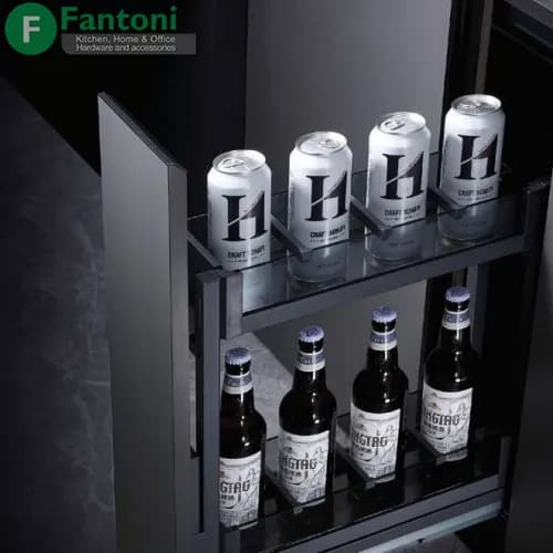 سوپر جا بطری زیر صفحه استیل و شیشه دو طبقه ریل کف با آرام بند