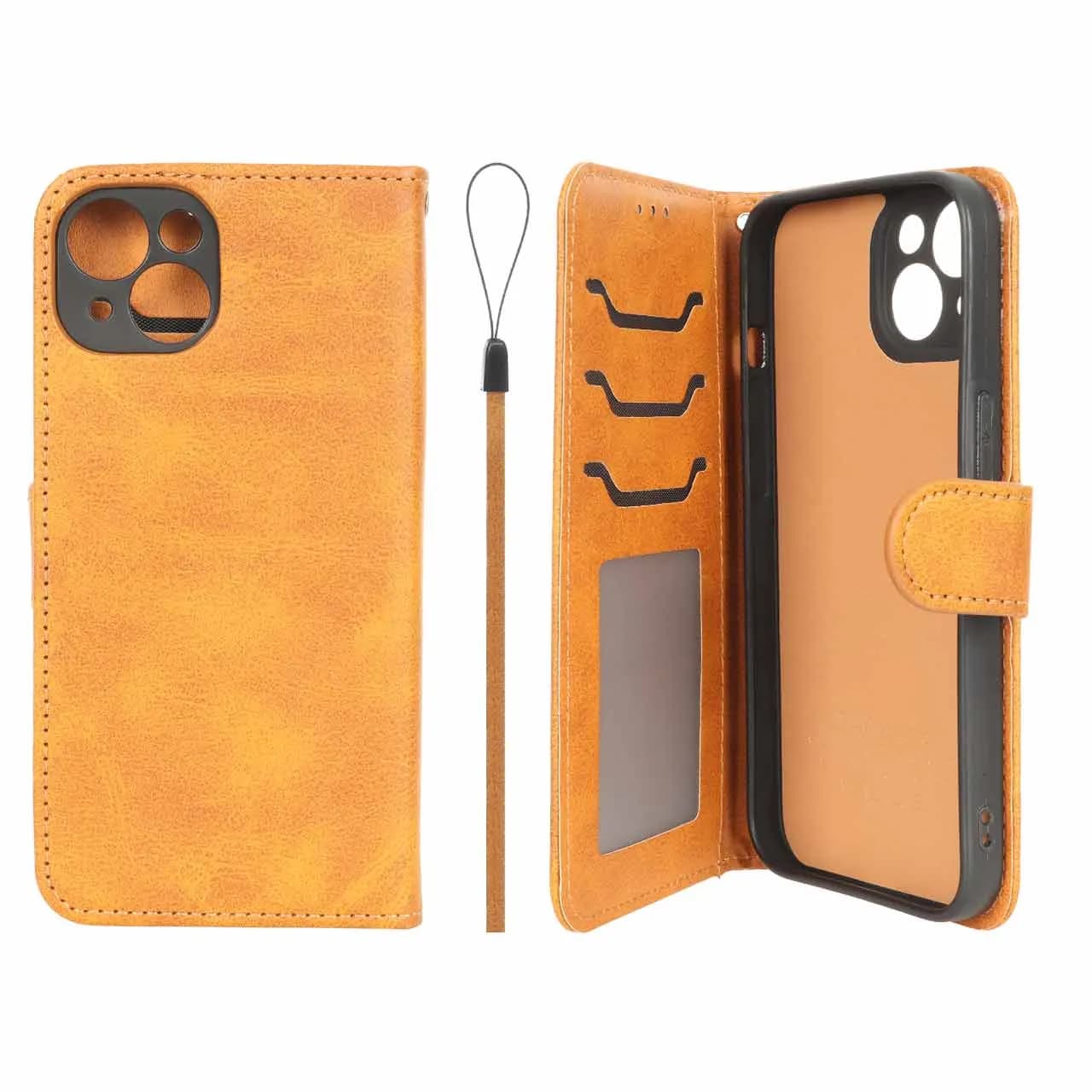 کیف موبایل مگنتی درجه یک داخل خز MNC Plus مناسب آیفون iPhone – عسلی — تصویر ۴