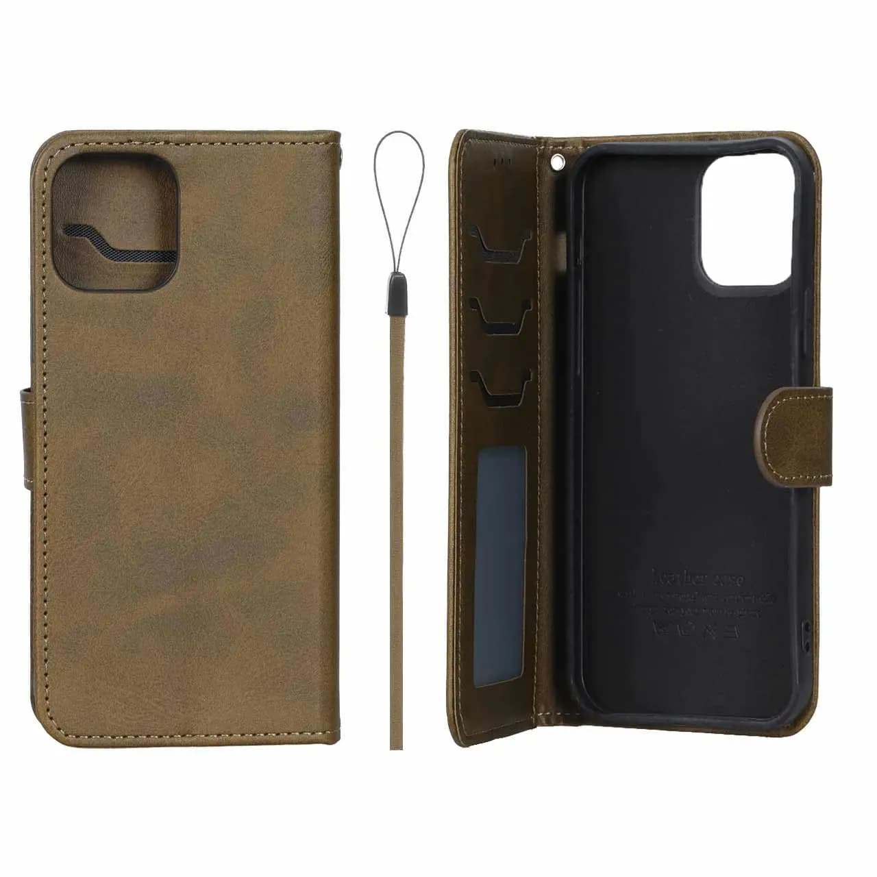 کیف موبایل مگنتی درجه یک داخل خز MNC Plus مناسب آیفون iPhone – سبز زیتونی — تصویر ۳