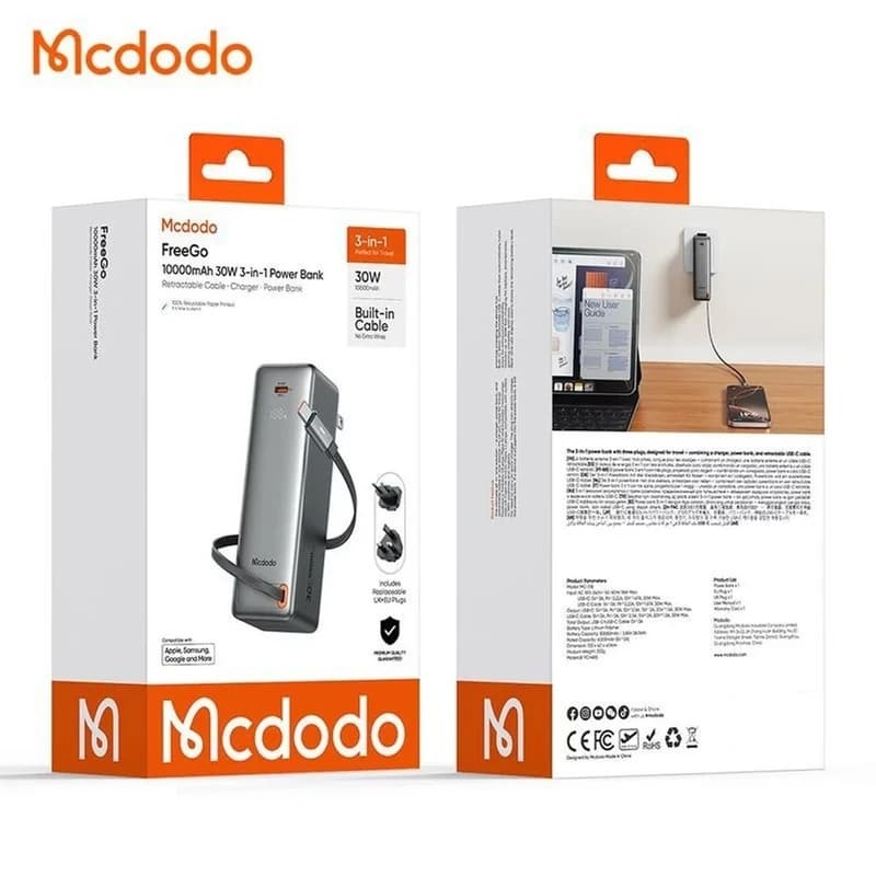پاوربانک 30 وات مک دودو مدل FreeGo MC-3181 ظرفیت 10000 میلیآمپرساعت — تصویر ۶