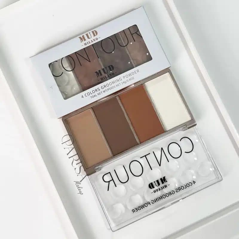 پالت کانتور پودری ۴ رنگ MUD Milano مدل Grooming Powder Contour کد 01
